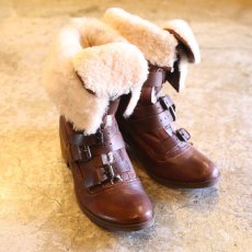 画像1: REAL FUR DESIGN LEATHER BOOTS / 6.5 (1)