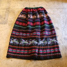 画像2: VINTAGE BIRD PATTERN EMBROIDERY SKIRT (2)