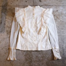 画像2: 1970's VINTAGE LACE DESIGN BLOUSE / Ladies S (2)