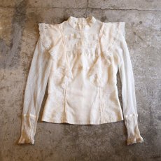 画像1: 1970's VINTAGE LACE DESIGN BLOUSE / Ladies S (1)