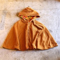 画像1: 1970's VINTAGE CORDUROY HOODY PONCHO / FREE (1)