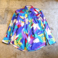 画像1: PAINT PATTERN DESIGN L/S SHIRT / Mens M / MADE IN USA (1)