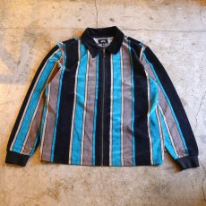 画像1: 【STUSSY】ROLAND STRIPE LS FULL ZIP / Mens M (1)