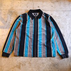 画像1: 【STUSSY】ROLAND STRIPE LS FULL ZIP / Mens M (1)