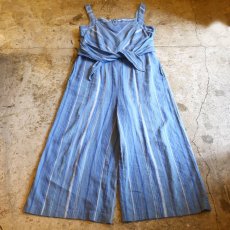 画像1: STRIPE PATTERN DESIGN LINEN N/S JUMPSUIT / Ladies M (1)