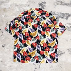 画像2: OLD FLORAL PATTERN RAYON ALOHA SHIRT / Mens L (2)