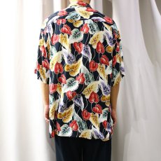 画像8: OLD FLORAL PATTERN RAYON ALOHA SHIRT / Mens L (8)