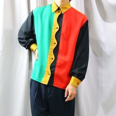 画像9: 80's COLOR PANEL DESIGN L/S SHIRT / Mens M (9)