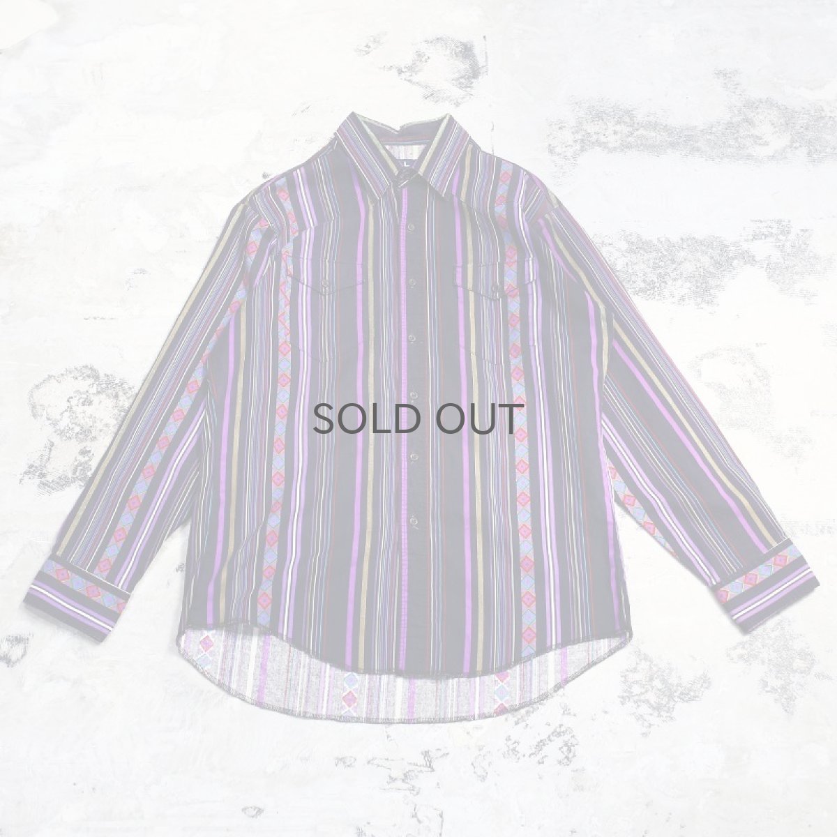 画像1: STRIPE PATTERN WESTERN L/S SHIRT / Mens L (1)