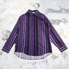 画像1: STRIPE PATTERN WESTERN L/S SHIRT / Mens L (1)