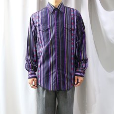 画像7: STRIPE PATTERN WESTERN L/S SHIRT / Mens L (7)