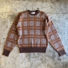 画像1: CHECK PATTERN MOHAIR KNIT / Ladies M / MADE IN USA (1)