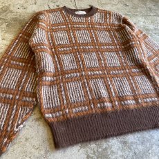 画像3: CHECK PATTERN MOHAIR KNIT / Ladies M / MADE IN USA (3)