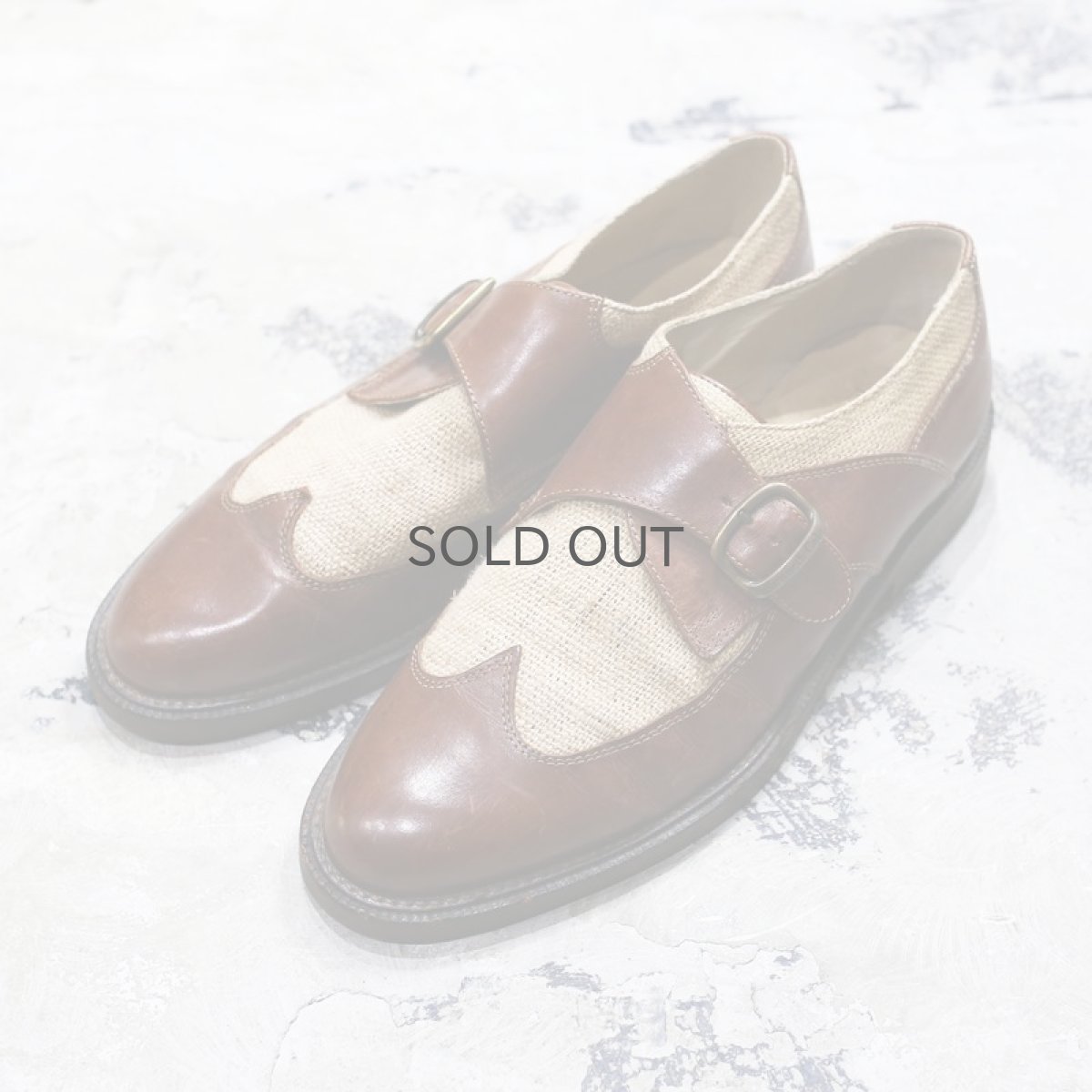 画像1: MONK STRAP WING TIP SHOES / 9.5 / MADE IN ITALY (1)