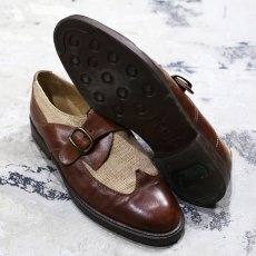 画像2: MONK STRAP WING TIP SHOES / 9.5 / MADE IN ITALY (2)