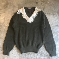 画像1: 【Wiz&Witch】"DECO" VINTAGE LACE MILITARY SWEATER / OS (1)