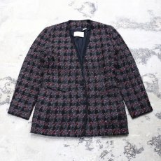 画像1: CHECK PATTERN N/C MOHAIR JACKET / Mens M / MADE IN USA (1)