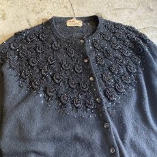 画像4: OLD DESIGN BEADS WOOL CARDIGAN / Ladies M (4)