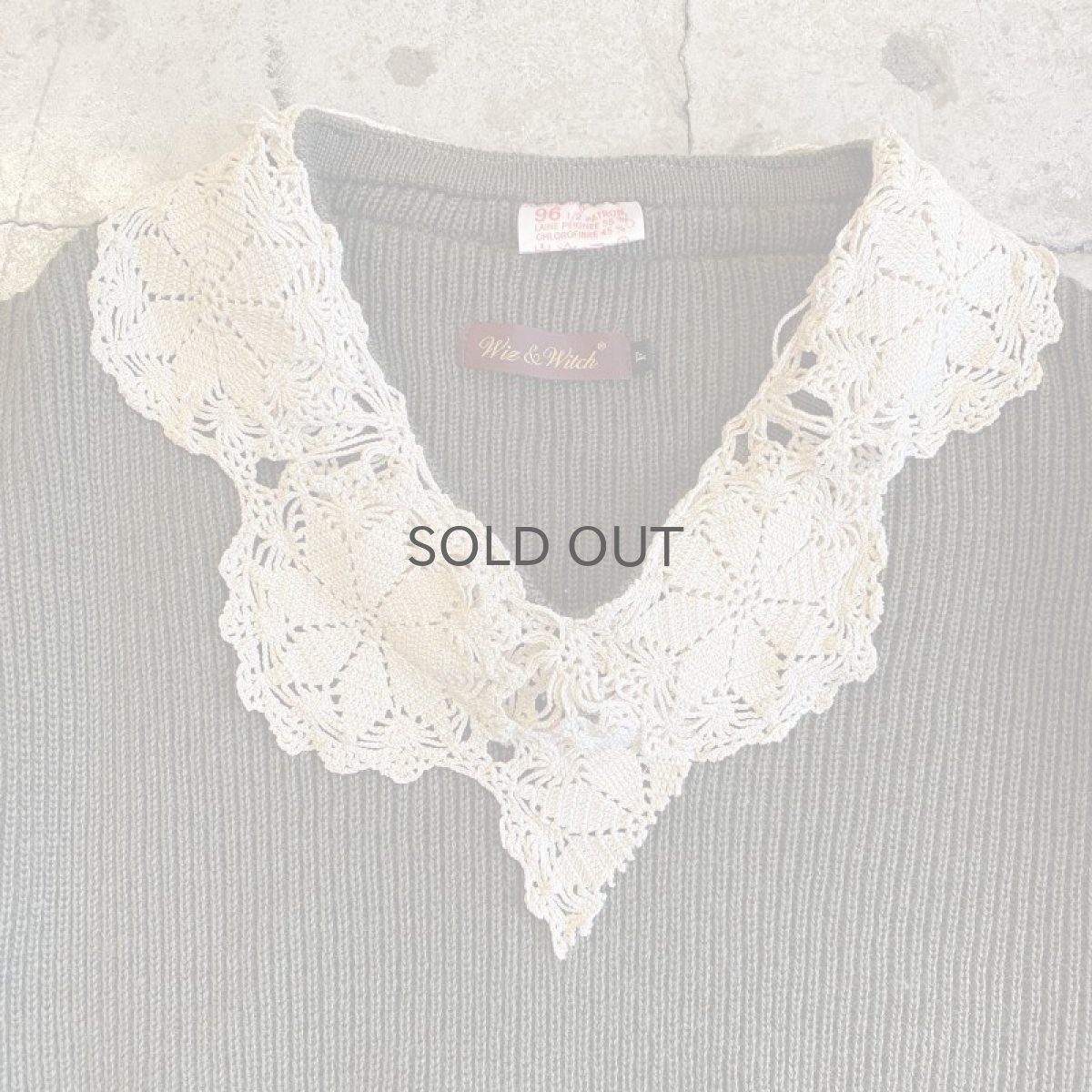 画像4: 【Wiz&Witch】"DECO" VINTAGE LACE MILITARY SWEATER / OS (4)