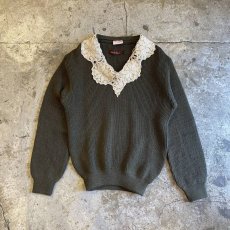 画像1: 【Wiz&Witch】"DECO" VINTAGE LACE MILITARY SWEATER / OS (1)