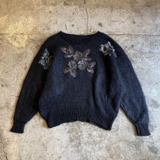 画像1: SPANGLE FLOWERS DESIGN MOHAIR KNIT / Ladies M (1)