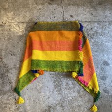 画像2: 70's VINTAGE FRINGE DESIGN STRIPED PONCHO / Ladies M (2)