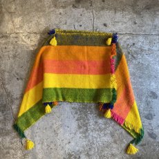 画像1: 70's VINTAGE FRINGE DESIGN STRIPED PONCHO / Ladies M (1)