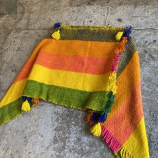 画像3: 70's VINTAGE FRINGE DESIGN STRIPED PONCHO / Ladies M (3)