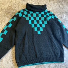 画像3: CHECKER FLAG TURTLE NECK KNIT / Ladies M / MADE IN USA (3)