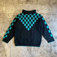 画像2: CHECKER FLAG TURTLE NECK KNIT / Ladies M / MADE IN USA (2)