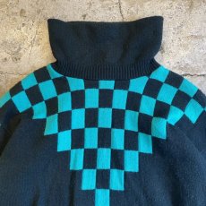 画像5: CHECKER FLAG TURTLE NECK KNIT / Ladies M / MADE IN USA (5)