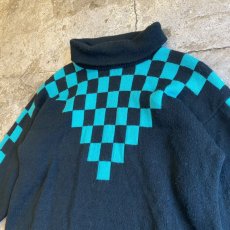 画像4: CHECKER FLAG TURTLE NECK KNIT / Ladies M / MADE IN USA (4)