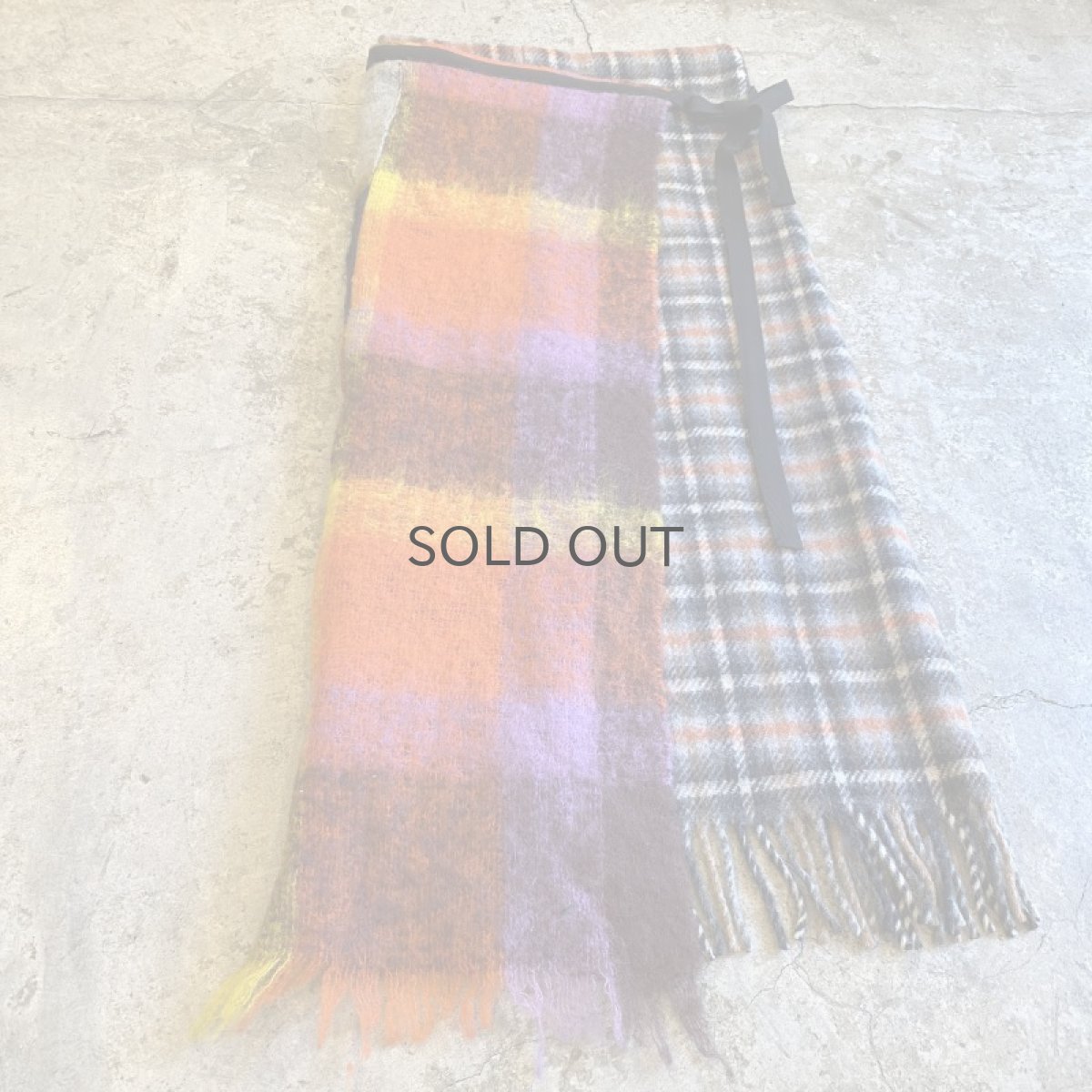 画像4: 【Wiz&Witch】"UNITED" VINTAGE FABRIC MIX WRAP SKIRT / FREE (4)