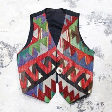 画像1: NATIVE PATTERN GOBELIN VEST / Mens S(M) / MADE IN USA (1)