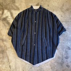 画像1: 80's STRIPE WOOL DESIGN PONCHO / Ladies L (1)