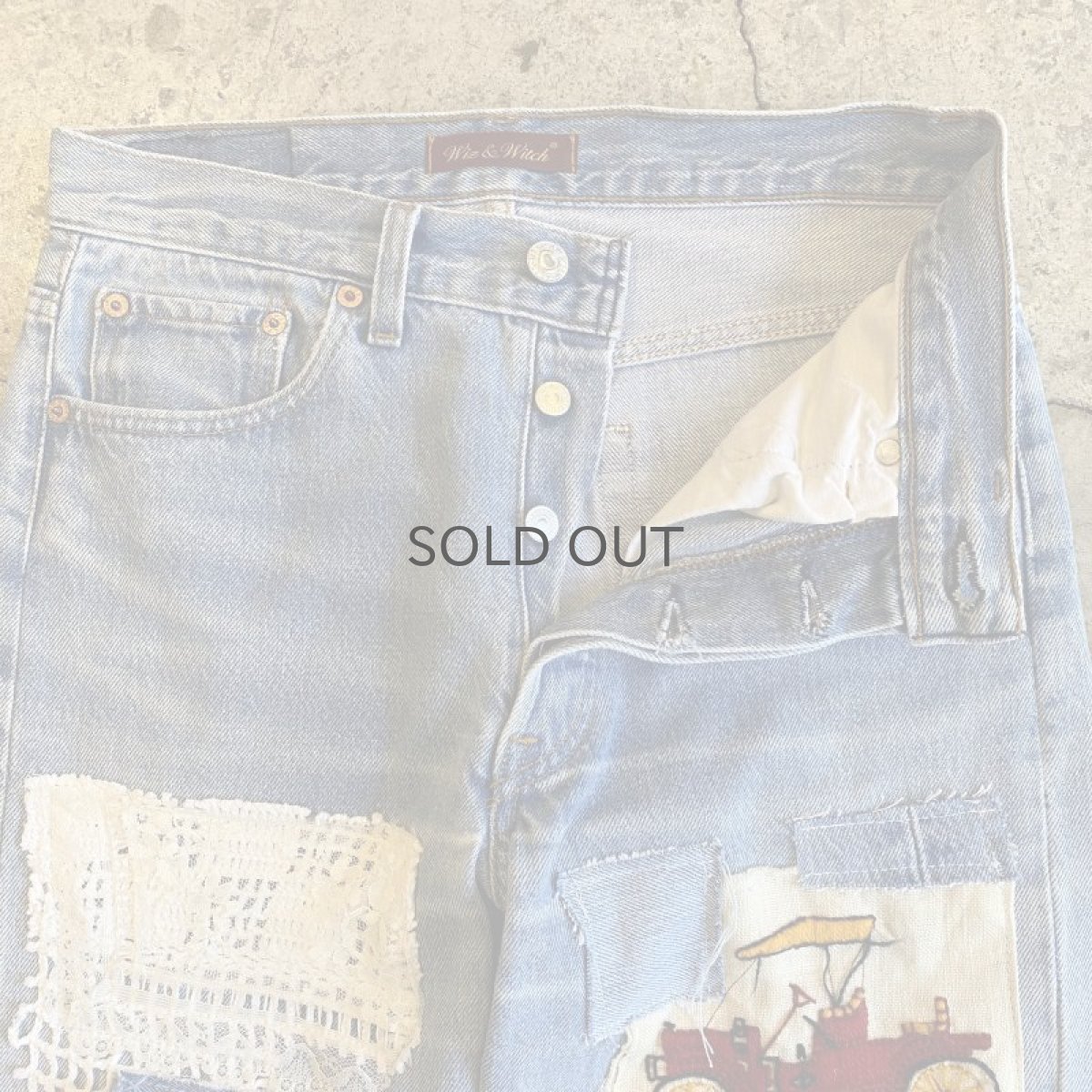 画像7: 【Wiz&Witch】"DIRTY BEAUTIFUL"  LACE CRUST ART JEANS/ W28 (7)