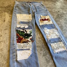 画像3: 【Wiz&Witch】"DIRTY BEAUTIFUL"  LACE CRUST ART JEANS/ W28 (3)