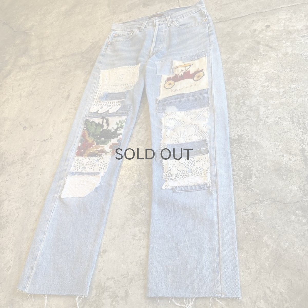 画像4: 【Wiz&Witch】"DIRTY BEAUTIFUL"  LACE CRUST ART JEANS/ W28 (4)