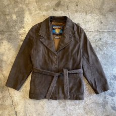 画像1: BELT DESIGN LEATHER JACKET / Ladies L (1)