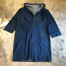 画像1: NON WASH DENIM HOODY LONG COAT / Ladies L (1)