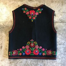 画像2: FLOWER EMBROIDERY WOOL VEST / Ladies S(42) (2)