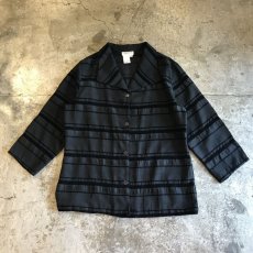 画像1: COLOR BORDER PATTERN SHEER SHIRT / Ladies M (1)