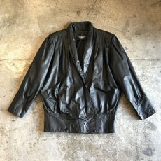 画像1: VOLUME SLEEVE DOUBLE LEATHER JACKET / Ladies L(10) (1)