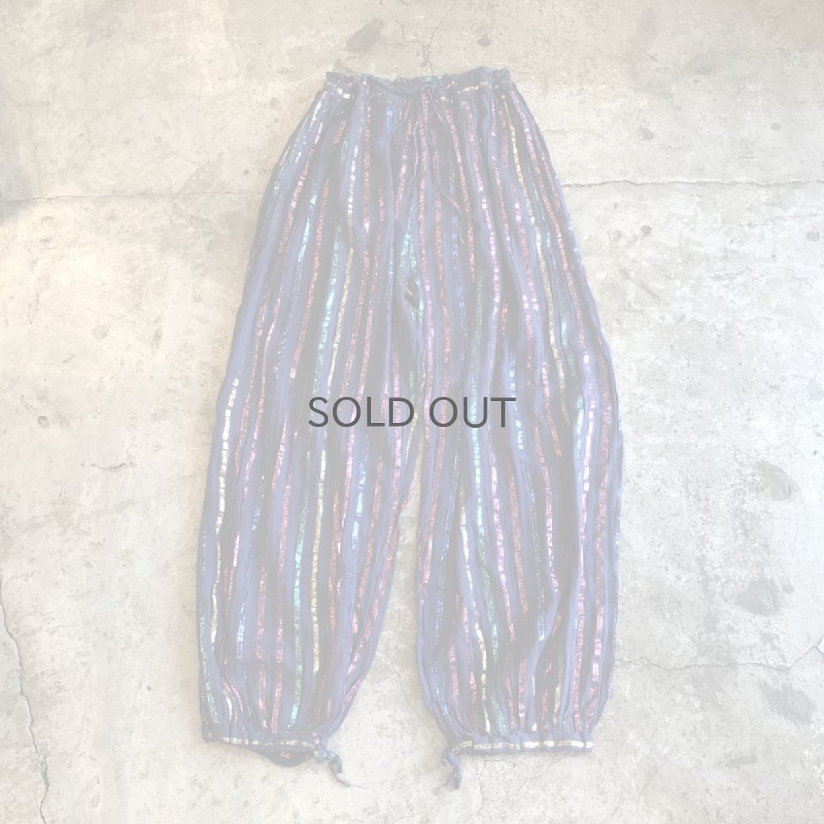 画像1: COLOR STRIPE PATTERN SARROUEL PANTS / FREE (S) (1)