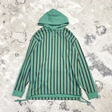 画像1: STRIPE PATTERN HOODIE L/S TEE / Mens L (1)