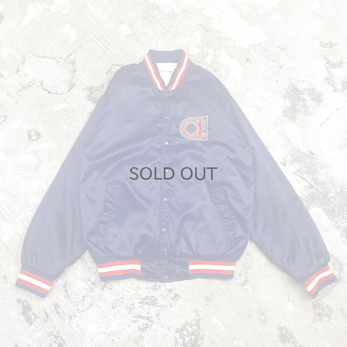 画像1: 80's【adidas】SATIN VARSITY JACKET / Mens M(L) (1)