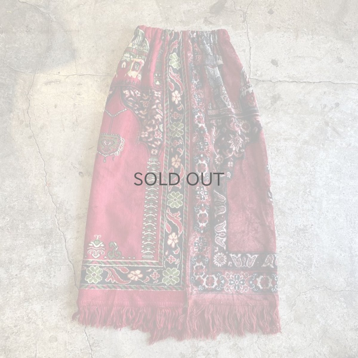 画像2: 【Wiz&Witch】"UNITED" VINTAGE RUG BACK SLIT LONG SKIRT / FREE (2)