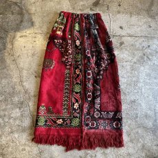 画像2: 【Wiz&Witch】"UNITED" VINTAGE RUG BACK SLIT LONG SKIRT / FREE (2)