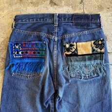 画像8: 【Wiz&Witch】"DIRTY BEAUTIFUL"  VINTAGE RUG FRINGE DENIM PANTS / W28 (8)