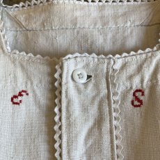 画像6: 20's~30's ANTIQUE LINEN INITIAL ONE-PIECE / Ladies M (6)